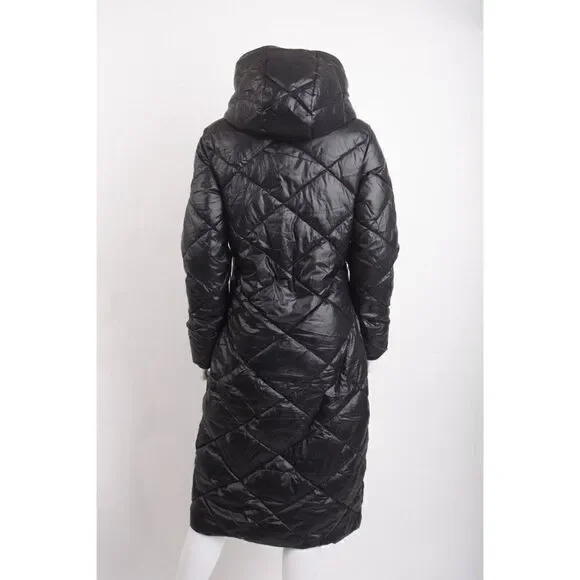 NOIZE Womens Amiyah Long Length Puffer Coat Jacket Black XS New NO BELT